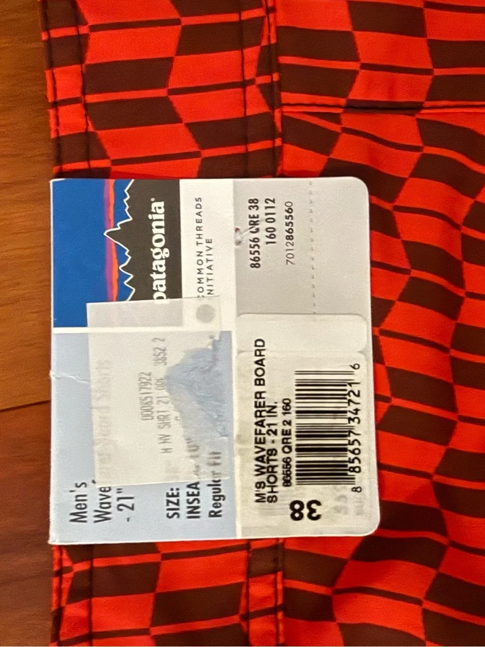 Patagonia Red and Black Geometric Swim Board Shorts